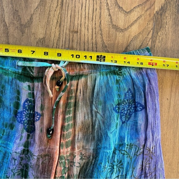 Charlie Paige Vintage Indian Size L/XL Midi Skirt Boho Flowy Crinkle Multicolor - Picture 6 of 7